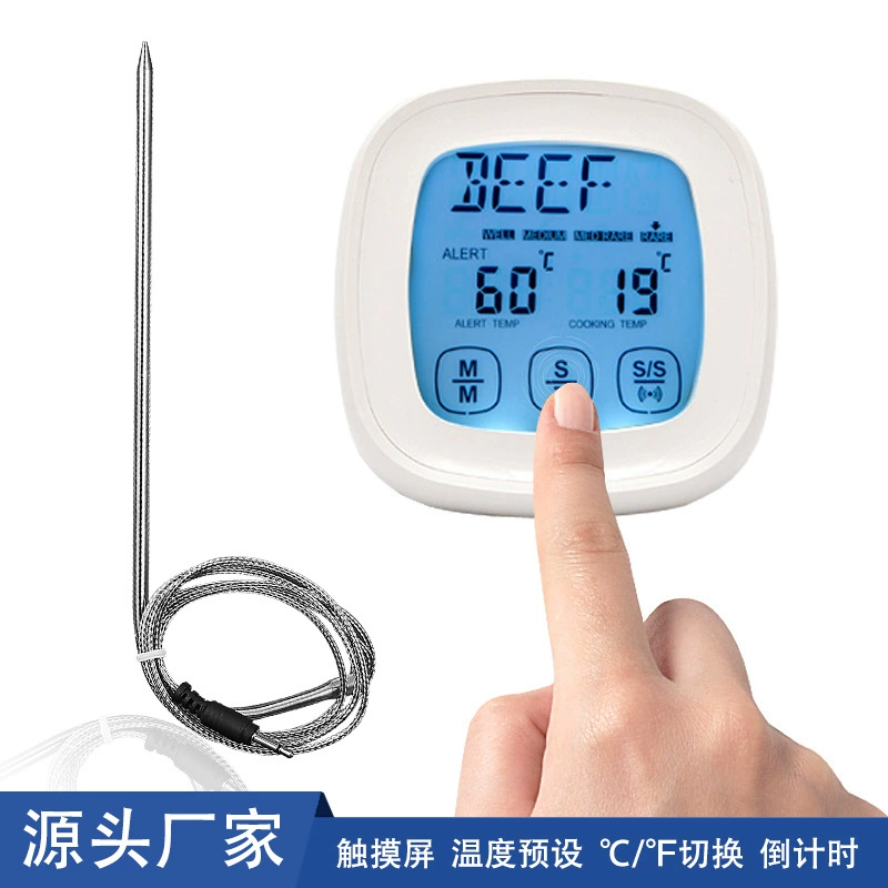 Оптовая Продажа с фабрики кухня с подсветкой сенсорный экран пищевой термометр Открытый духовка время контроль температуры Зонд термометр для барбекю