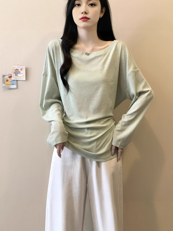 大码女装早秋斜肩上衣绑带设计感纯欲风显瘦大码女装T恤|undefined