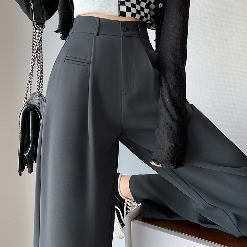 High-end Suit Trousers For Women Spring And Autumn High-waisted Wide-leg Pants Loose Slimming Narrow Version Floor-length Trousers