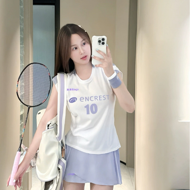 2025新款田口真彩新款羽毛球服女飞袖吸汗速干透气印字JP版大赛服|undefined