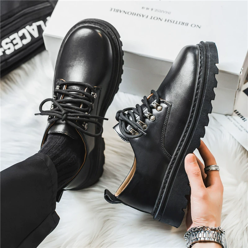 Martens, полуботинки для отдыха из кожи, осень, тренд сезона, корейский стиль