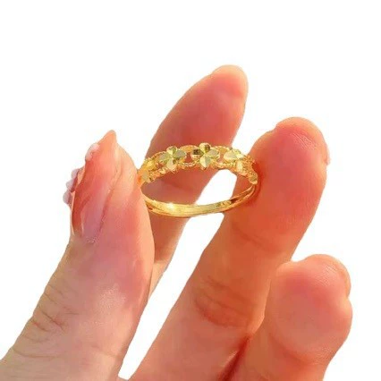 Кольцо Vietnam Sand Golden Clover: женское, маленькая красная книга удачи Grass Guting Glipper