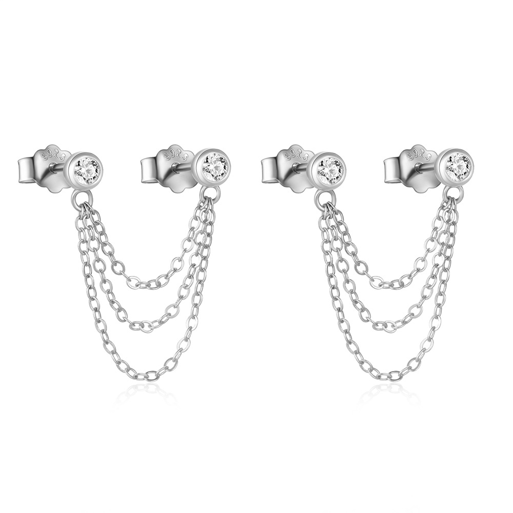 1 Paar Einfacher Stil Geometrisch Überzug Inlay Sterling Silber Zirkon Ohrringe display picture 71