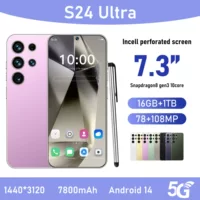 Трансграничный мобильный телефон S24 Ultra 7,3 дюйма Android 12.0 восьмиядерный 16-мегапиксельный True 4G 6+128