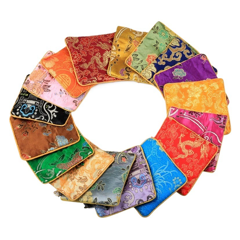 Подарочный мешочек для украшений из парчи, мешочек для хранения культурных игрушек и браслетов, упаковочный мешочек из парчи с шелковыми кисточками, в китайском стиле