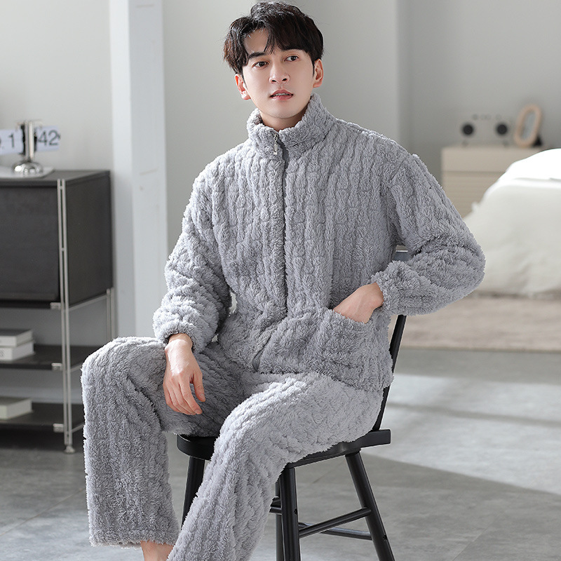 Pijama de hombre otoño 2024 nuevo hombre otoño invierno de alta sensación de coral felpa hombre felpa gruesa ropa para el hogar