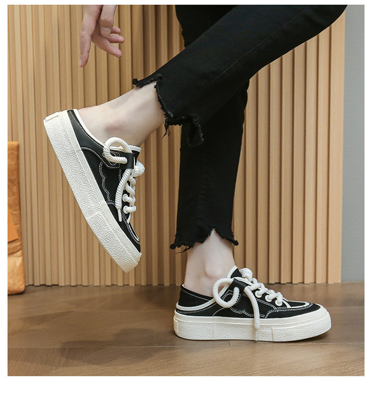 VASIBAEN Niche Design Half-support 2023 Poletje Novi platneni čevlji Lazy One pedal all-match superge trend_voghion.com