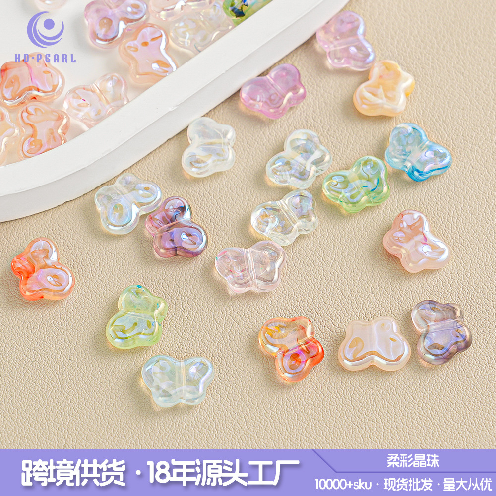 Heidi 30 nubes, mariposa transparente, cadena de teléfono móvil con cuentas, cuentas sueltas, brazaletes de bricolaje, piezas pequeñas de cristal, accesorios, lotes sueltos