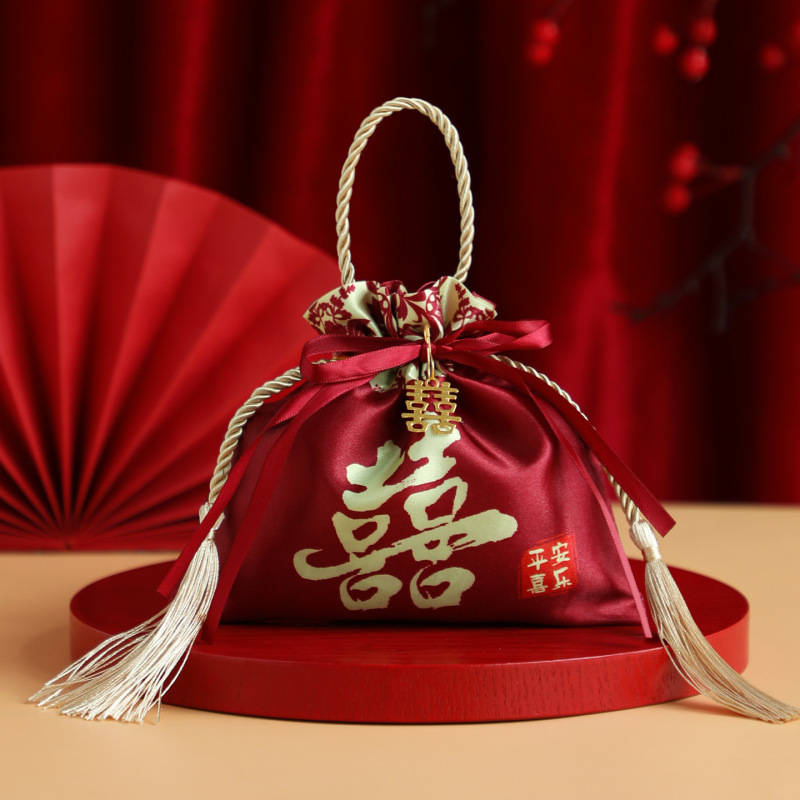 结婚喜糖袋子2025新款高级感婚礼订婚专用糖果布袋喜糖盒子免折叠|undefined