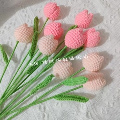 完成したウールニットチューリップ手作りウールニット模擬チューリップ造花永遠の花クリエイティブギフト