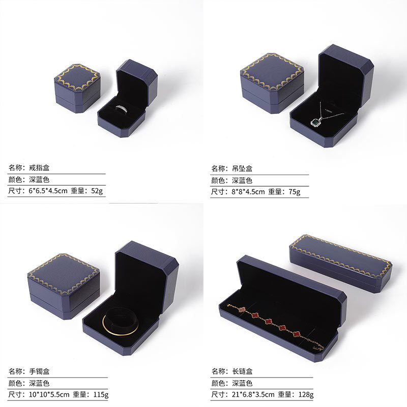 Caja de joyería octogonal de papel rellena de cuero, caja para anillos, collares y pulseras, caja de embalaje para joyería al por mayor