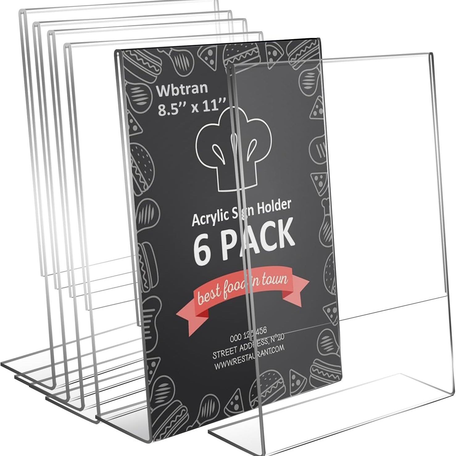 跨境亚马逊透明亚克力L型台卡 立牌桌面台牌展示架斜背标志支架