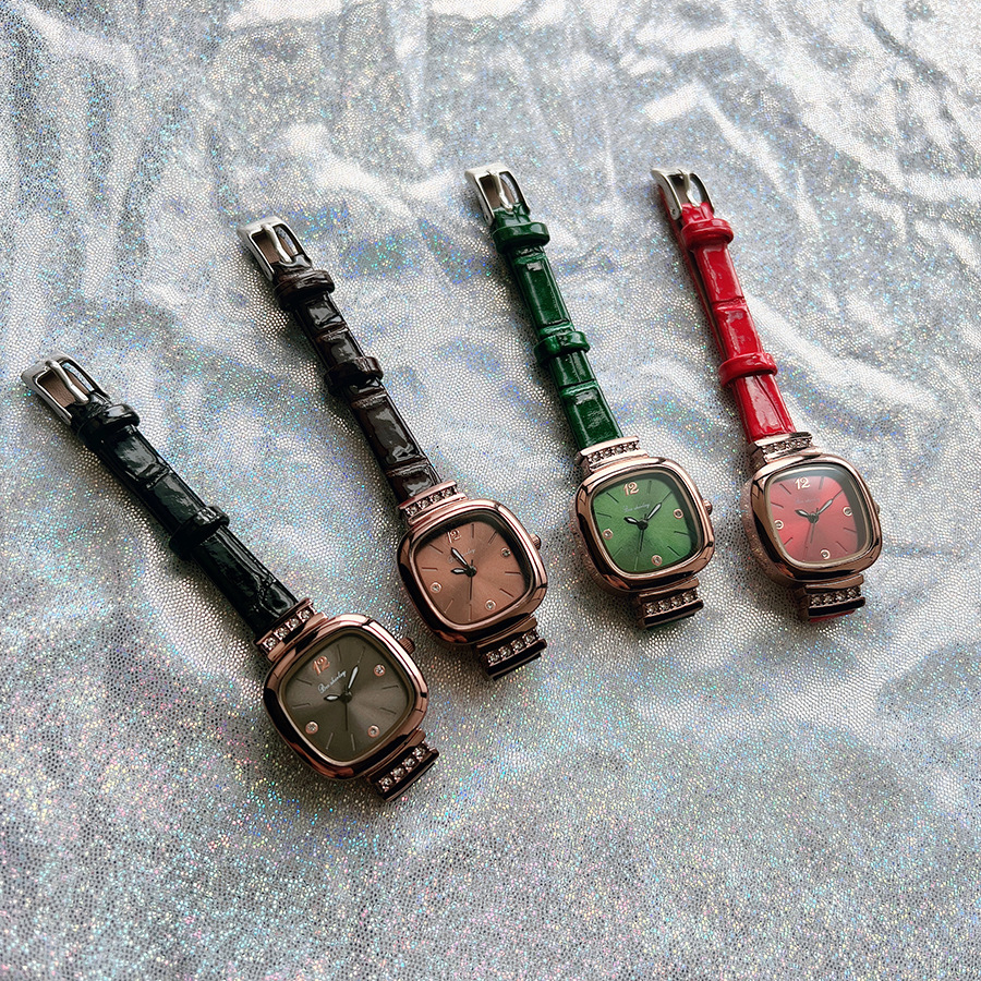 Retro, Fashion, Korean Style Style Retro Fashion Korean Style Color Block Buckle Pu Strap Quartz Watch