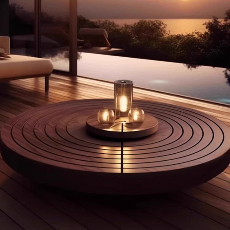 Sofá al aire libre Villa de madera maciza combinación de ocio tarjeta impermeable muebles mesas de té jardín al aire libre terraza teca