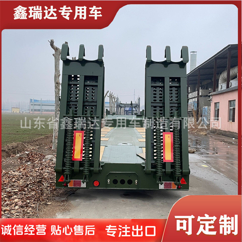 Exported to Africa Heavy-Duty Low-Flatbed Semi-Trailer with a Load Capacity of 80 Tons Semi-Trailer 15.5m Excavator Trailer