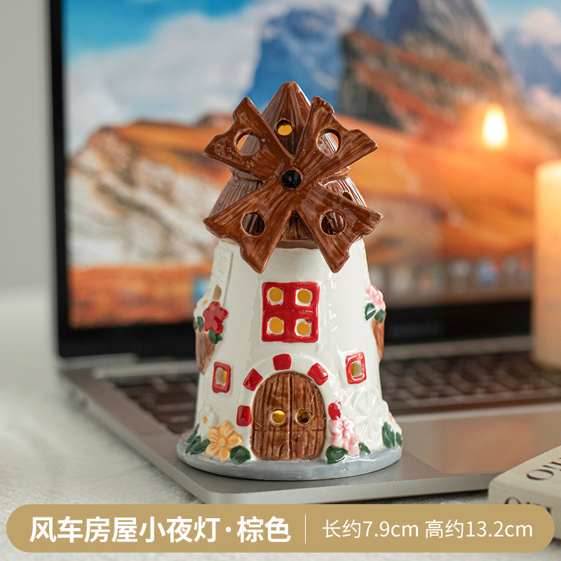 Dream Windmill House Night Light Regalo de estudiantes para amigos regalos de cumpleaños adornos de escritorio bolsas de regalo