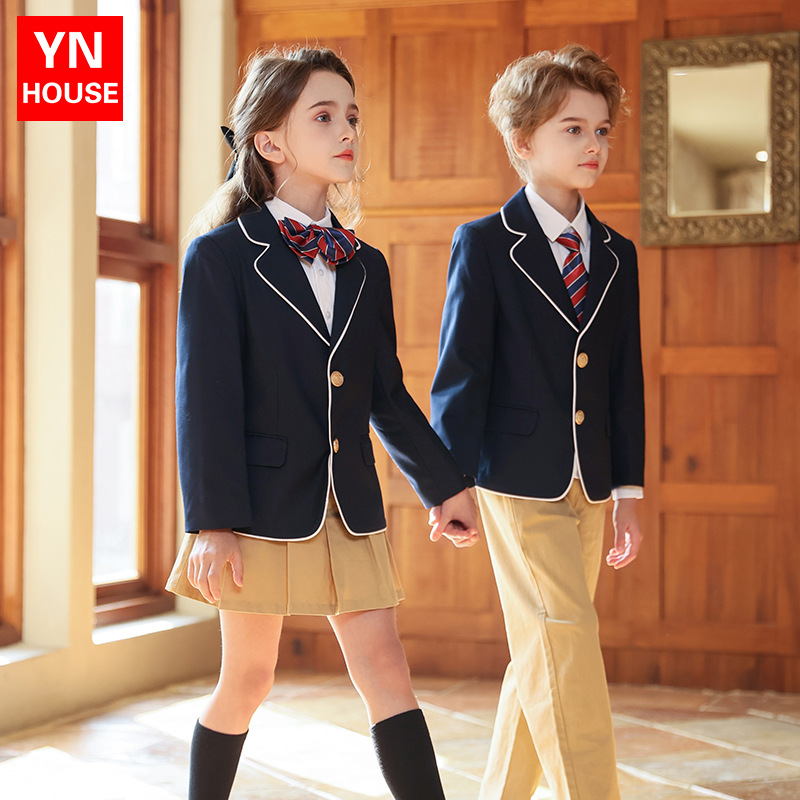 Uniformes escolares primavera y otoño nuevos productos de jardín de infantes, ropa de jardín de infantes, estilo de escuela secundaria, trajes, uniformes al por mayor