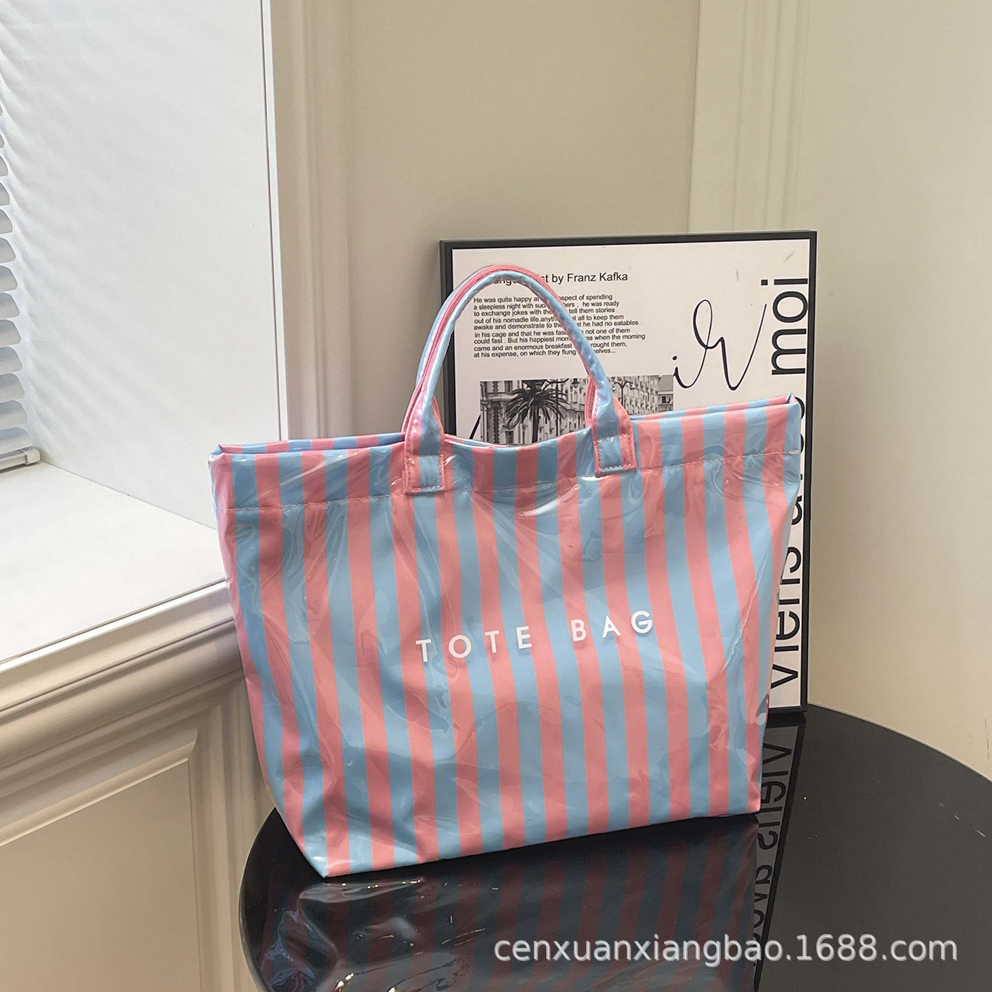 Cross-Border Printed Letter Handbag 2026 New Spring Super Hot Trendy Casual Retro Women's Bag Pvc Tote Bag