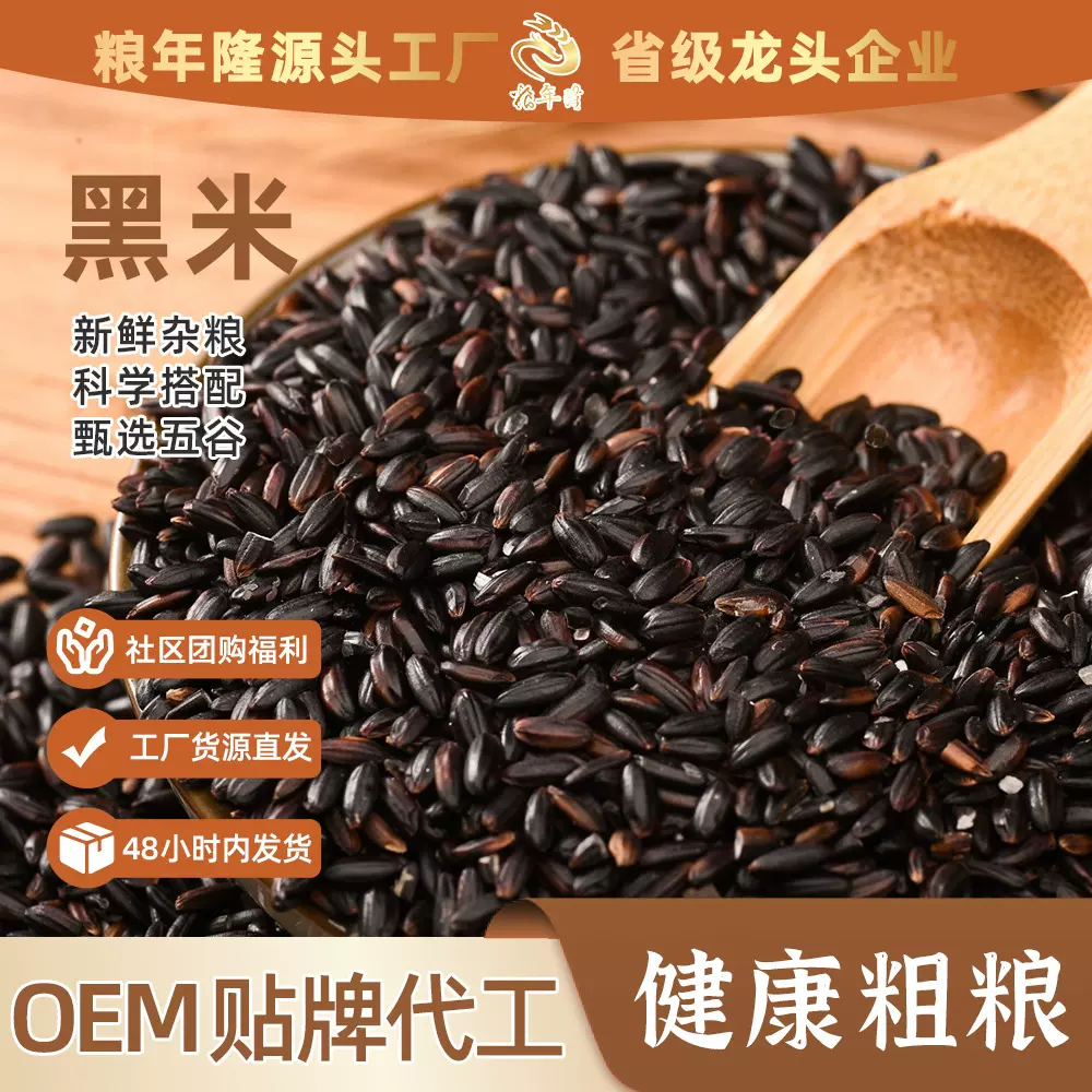 黑米现磨豆浆五谷磨粉原料熟五谷杂粮黑香米熬粥杂粮现货厂家直供