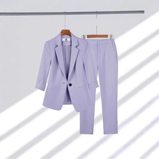 2025 Cross-Border Amazon New Business Casual Nine-Quarter Sleeve Suit Suit for Women