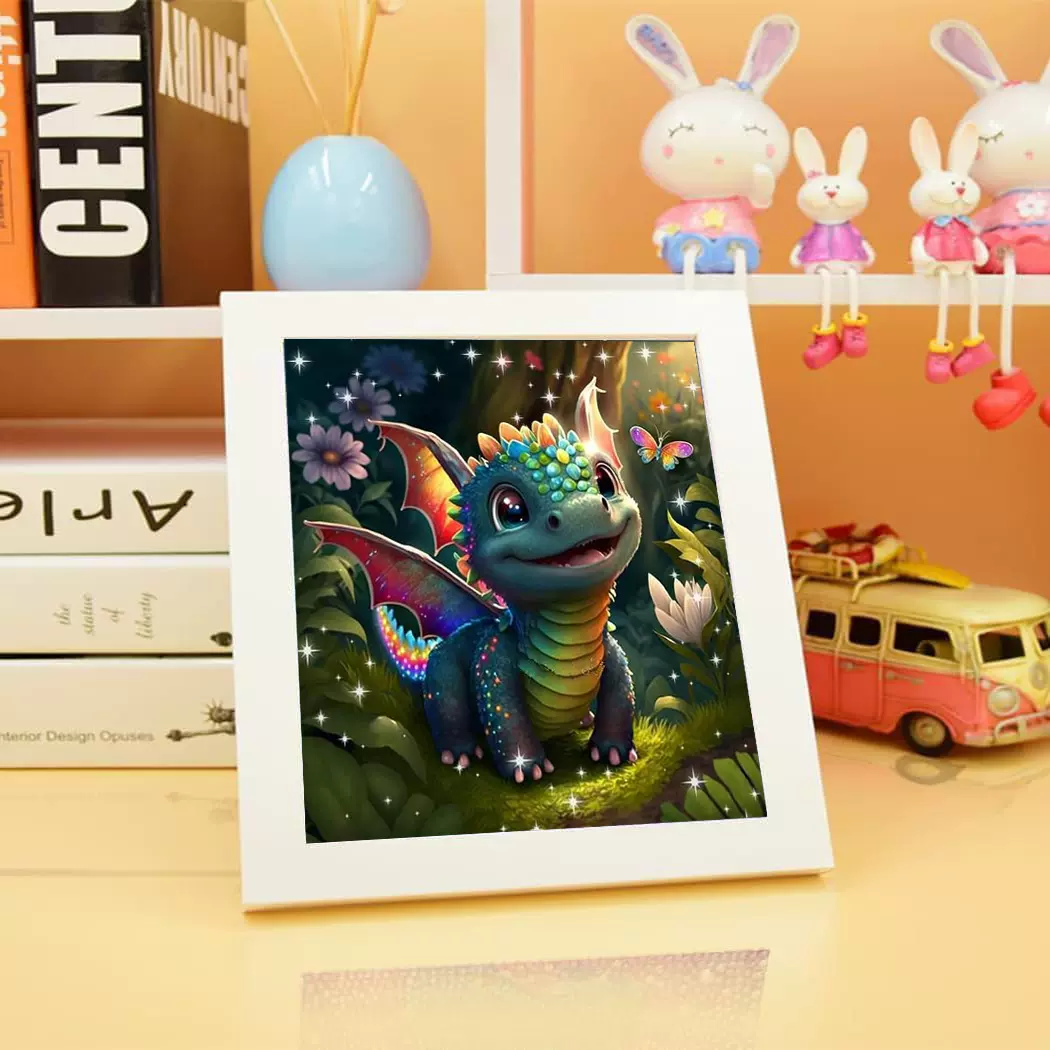 外贸新款跨境5D钻石画龙宝宝满钻风景花卉系列diy钻石绣装饰画厂