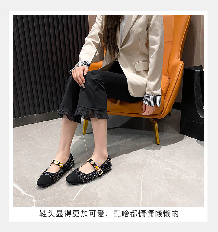 Giày Mary Jane nữ đế bệt mũi tròn phong cách retro — Màu hồng, Màu xanh dương, màu đen chi tiết 13