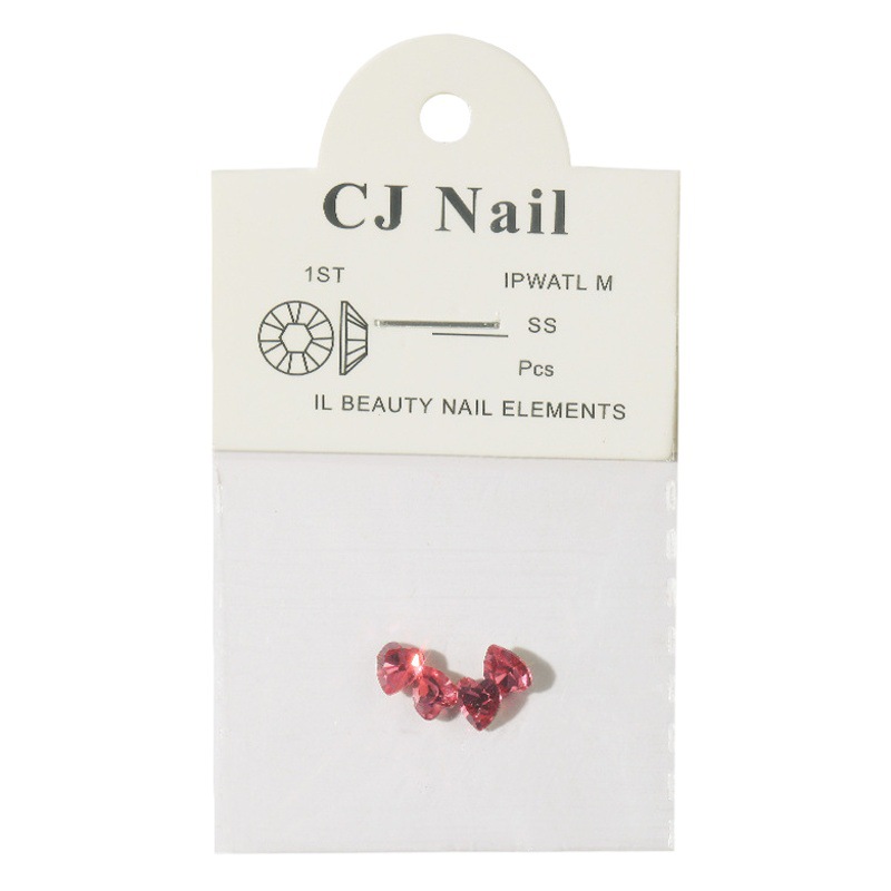 Shijia mismo estilo manicura Super Flash K9 amor puntiagudo diamante inferior Luz de lujo melocotón corazón Austriaco decoración uñas 4 unidades