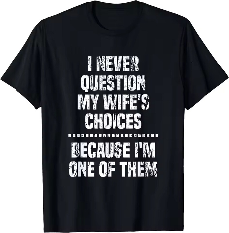 A European-sized T-shirt as a gift from a wife to her husband A European-sized T-shirt as a gift from a wife to her husband