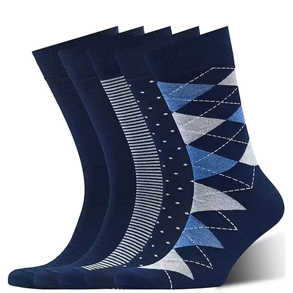 Amazon Cross-Border Men's Stockings European and American Socks Business Socks Autumn New Mid-Calf Socks Striped Large Size Versatile
