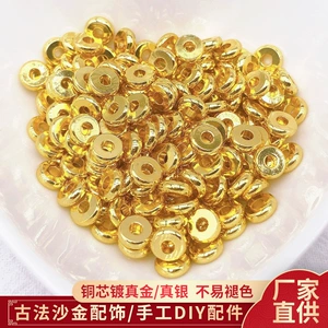Glow Flat Wheel Beads Color Preservation Wheel Pieces 14K Gold Bead Spacer Bead Necklace Bracelet Beaded Rope Material