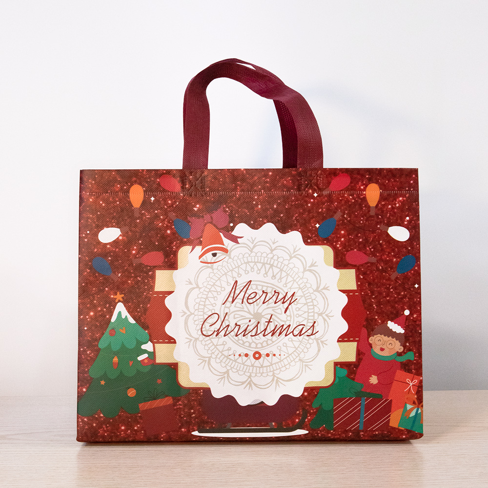 Linhai spot bolsa de regalo de Navidad láser de Santa Claus bolsa no tejida bolsa de película de Navidad bolsa de regalo de fiesta