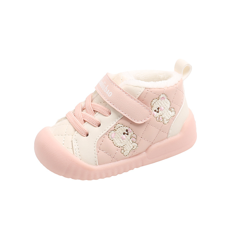 2024 nuevos zapatos de invierno para niños pequeños, dos zapatos de bebé de algodón para niños, suela suave, zapatos de algodón cómodos, zapatos calientes de dibujos animados para niños