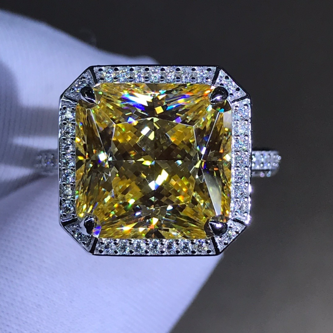 6 quilates VVS grado 3EX importado anillo de diamantes de alto carbono plata esterlina de cinco capas de platino grueso anillo electrochapado