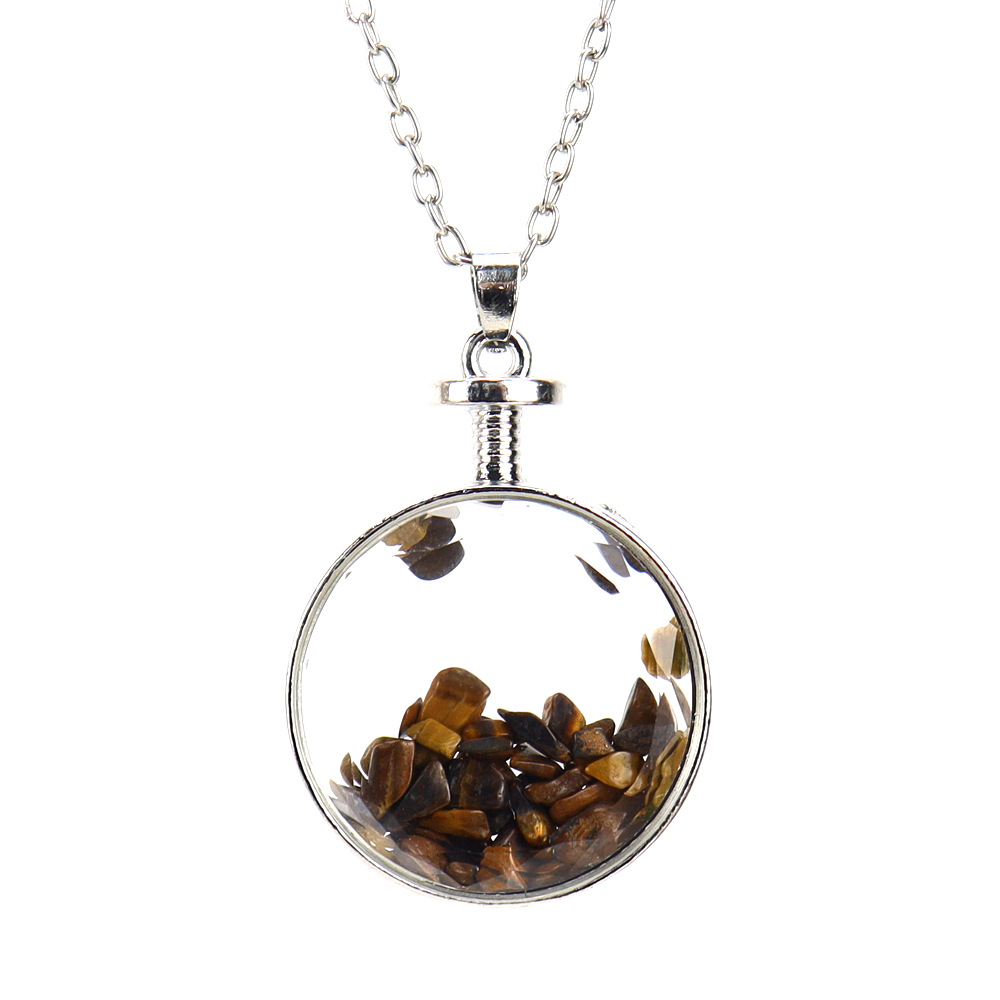 36g Weight Pendant Necklace Classification 1 Piece Quantity Holiday, Daily Occasion natural stone Material Round Pattern Women'S Gender Plating Design Ethnic Style Style Ethnic Style Round Natural Stone Pendant Necklace In Bulk 12