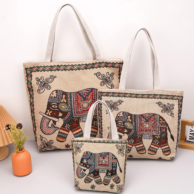 メーカー卸売り両面金糸刺繍布バッグ大容量マミーバッグ手提げショルダーバッグ民族風大容量バッグ|undefined