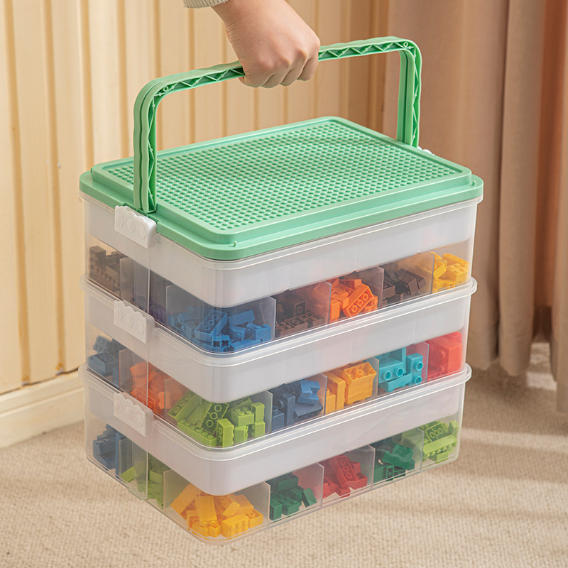 レゴ収納ボックス家庭用小粒玩具多層分格分類収納子供玩具セット整理箱|undefined