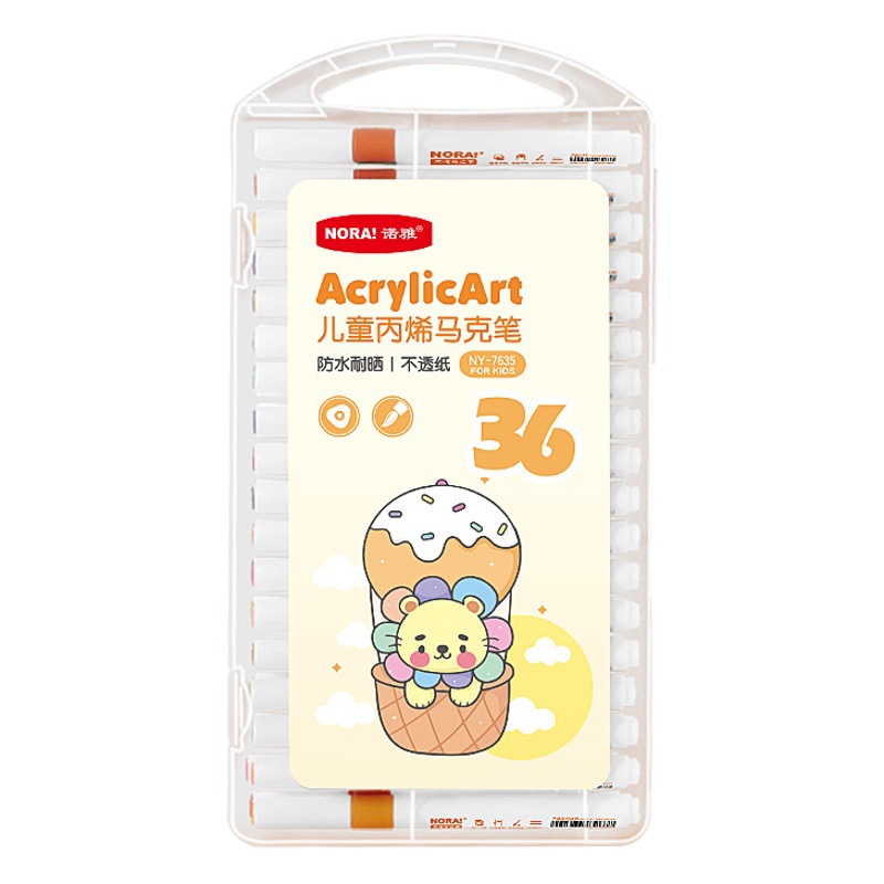 Noya Soft-Tip Water-Based Acrylic Marker Pens Wholesale Triangular Barrel Stackable Color Pens Children's Quick-Drying Painting Watercolor Pens