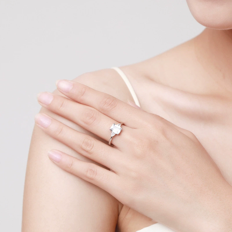 摩典 Wedding ring, universal zirconium, European style, silver 925 sample, Korean style, light luxury style