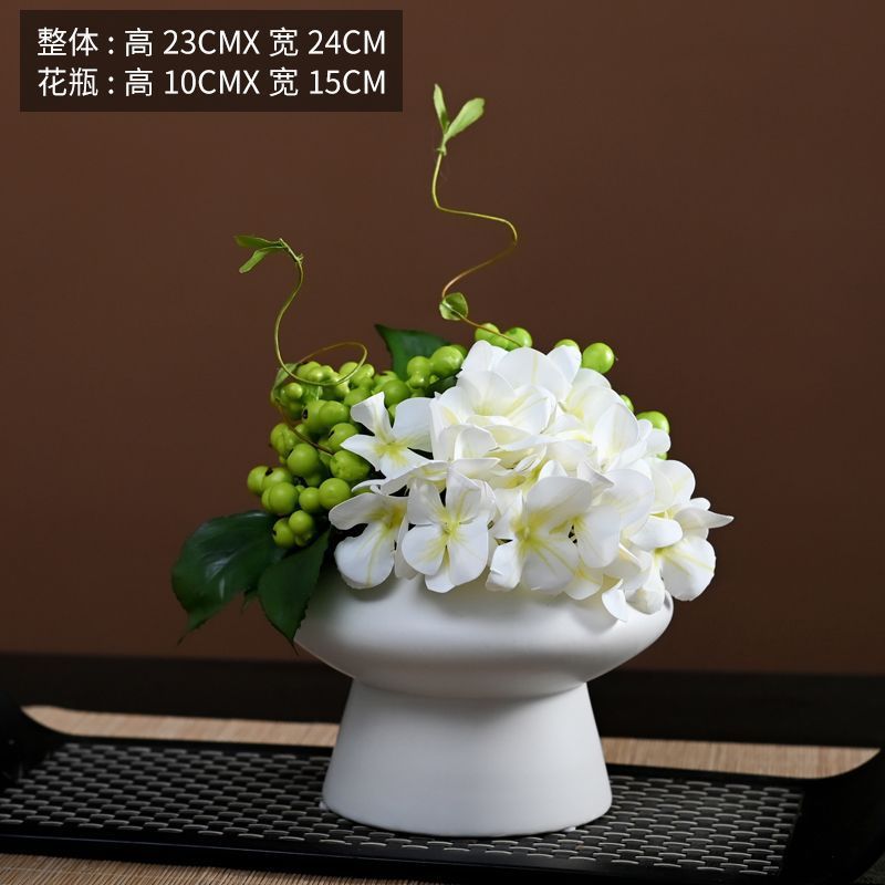 モダンでシンプルな花柄の幾何学的な花器ソフトデコレーションモデルルーム営業部商談テーブルアジサイ組み合わせディスプレイ|undefined