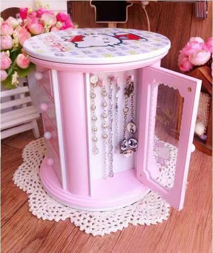 Wardrobe dressing music box with two doors and 3 drawers mirror storage box winding music box for girls