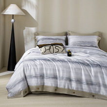 简约60S莱赛尔天丝四件套纽扣款莱赛尔纤维四件套夏季凉感四件套