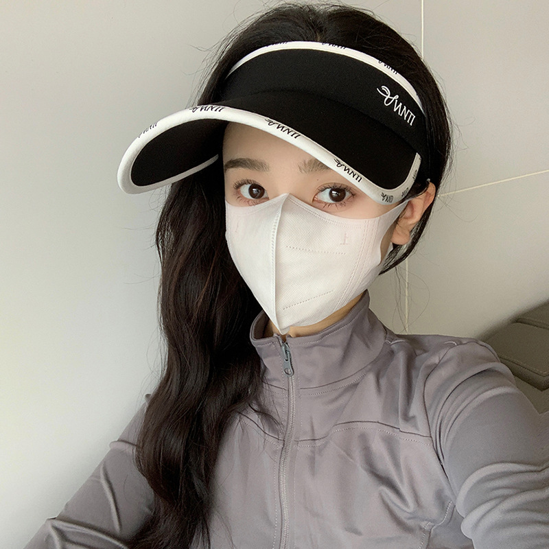 (2개) 한국 아이스 실크 통기성 선 스크린 모자 여성의 여름 자외선 방지 공기 탑 모자 여성 야외 스포츠 햇살