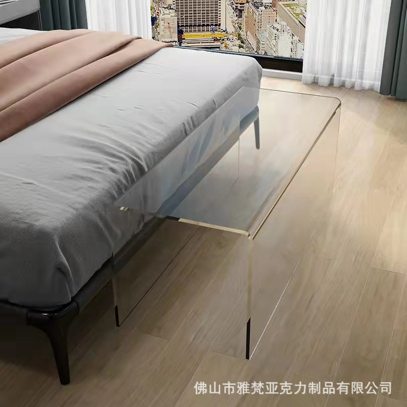 亚克力透明长条凳子网红简约服装店换鞋凳休息长凳北欧卧室床尾凳