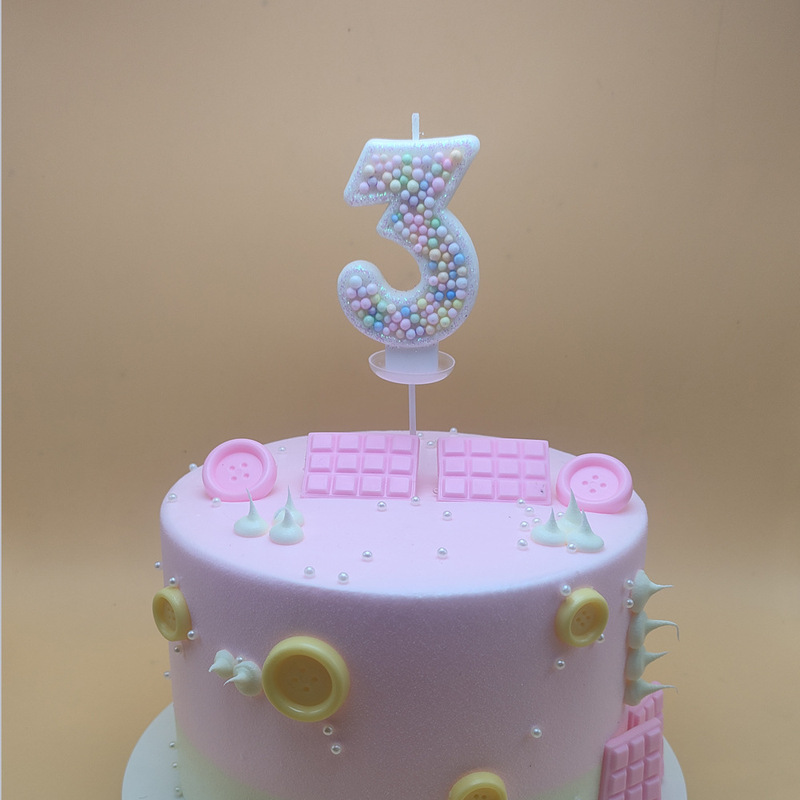 国境を越えた新しいクリエイティブインサートマカロンフォームボールデジタル誕生日パーティーインキャンドル子供のケーキデコレーション|undefined