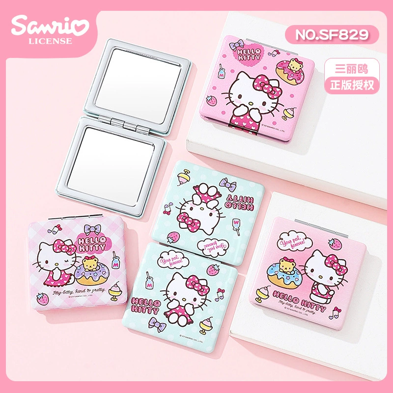 [Полный набор Sanrio двойных зеркал] KUROMI маленькое зеркало общежитие спальня косметическое зеркало складное зеркало нарядное зеркало
