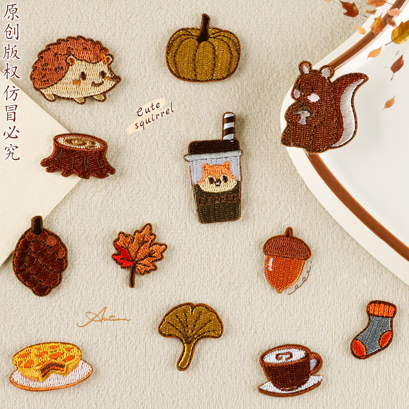 Original Source Factory Cartoon Autumn Animal Chestnut DIY Fashion Decoration Clothing Accessories Iron-On Embroidery Patches
