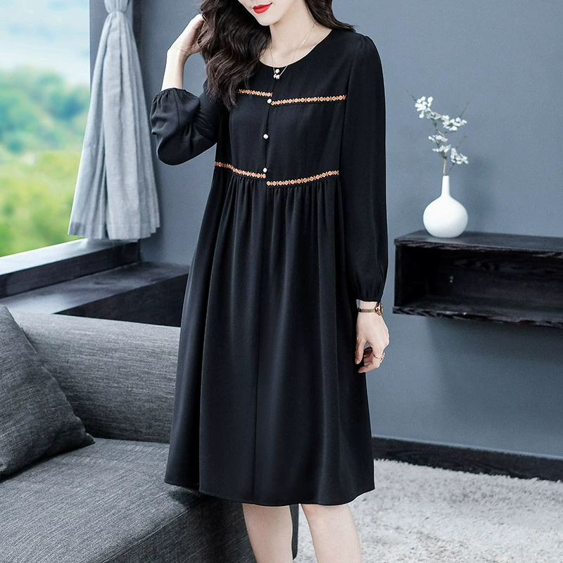 Женская летняя новая элегантная повседневная верхняя одежда для мам больших размеров, среднего и пожилого возраста, с длинными рукавами, свободное платье