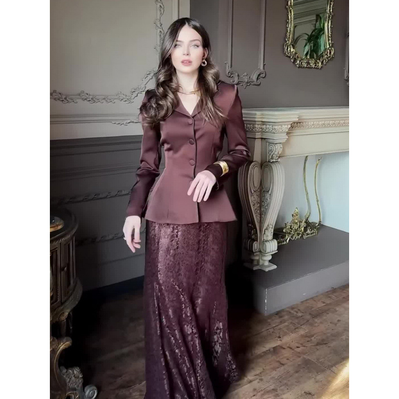 Elegant Women's Slim Fit Fashion Fishtail Skirt Set European And American Cross Border Autumn Collection Paired with Top_ecoleips.com