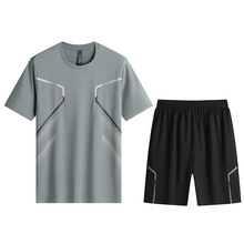 856803夏季2025跨境新品欧美式风格男士套装两件套休闲时尚运动修