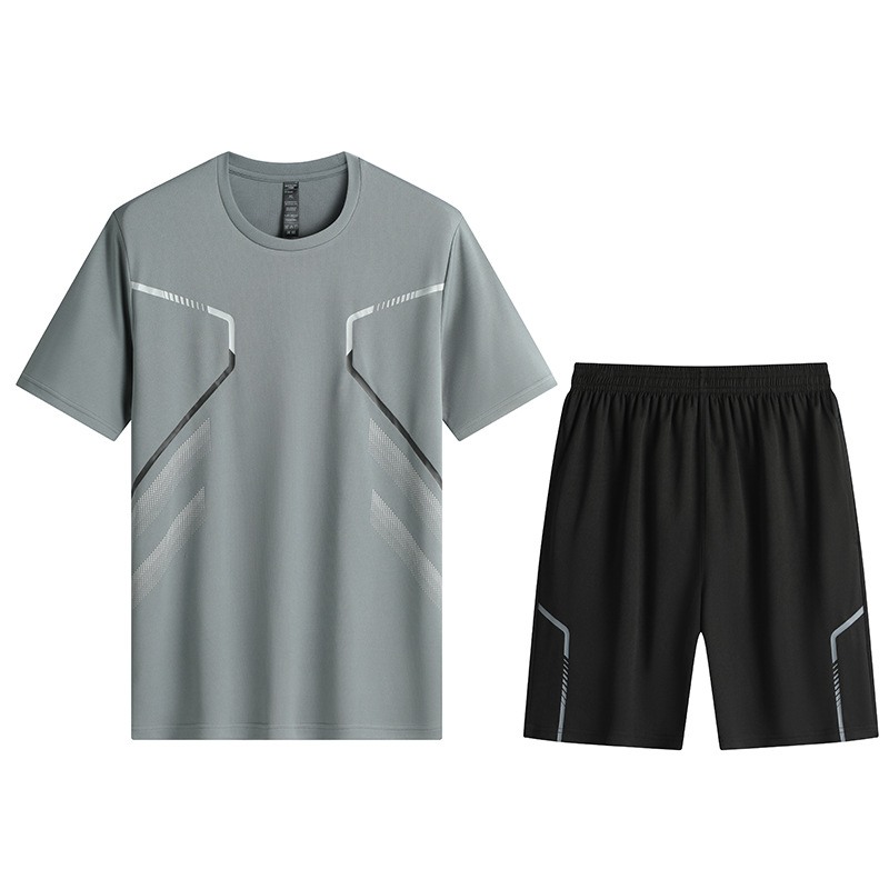 856803夏季2025跨境新品欧美式风格男士套装两件套休闲时尚运动修